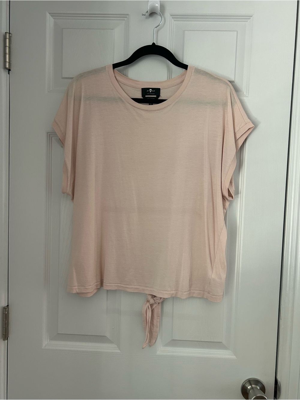 7 For All Mankind Pale Pink Cap Sleeve Tie-Hem Tee